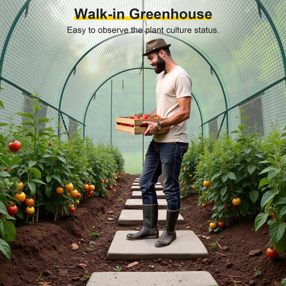 Greenhouse, 10’x7’x7’ Upgraded Walk-in Greenhouse with Spraying System, Heavy Duty Tunnel Green House with 6 Ventilated Mesh Windows & Zippered Roll-up Door, Large Plant Garden Hot House Outdoor