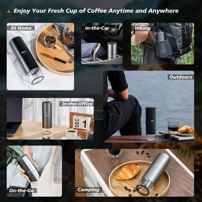 SPARKFE Portable Electric Coffee Grinder, Rechargeable Wireless Handheld Grinder with Stainless Steel Conical Burr, Adjustable Grind Settings, for Espresso, Moka, Pour Over, French Press, Cold Brew