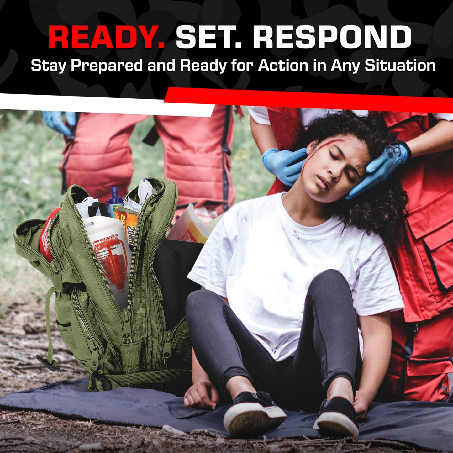MediTac Rucksack Assault Trauma Tactical Kit Feat. SOF Tourniquet, Chest Seals, Clotting Gauze – Olive Drab