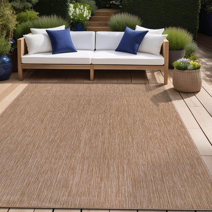 Beverly Rug Indoor Outdoor Rug 10x14, Washable Outside Carpet for Patio, Deck, Porch, Solid Modern Area Rug, Water Resistant, Jute Beige
