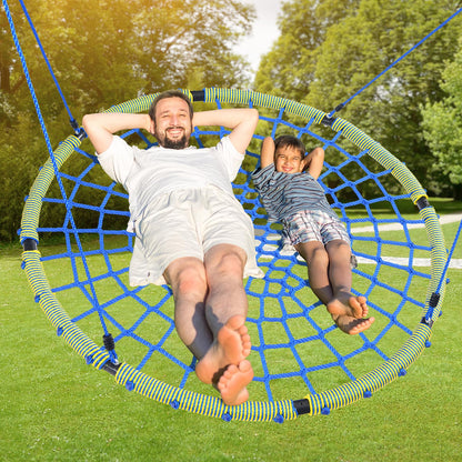 Trekassy 60" Large Spider Web Saucer Tree Swing for Kids & Adults, 750lbs Heavy Duty Outdoor Net Swing with Steel Frame and 2 Tree Hanging Straps (Patented)