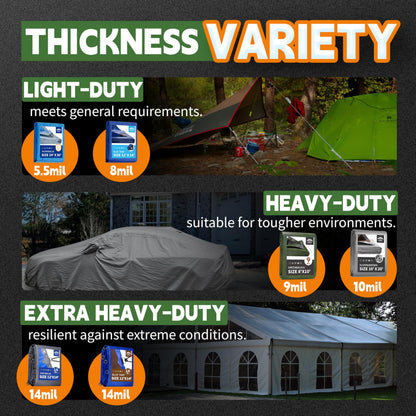 RAINDEWAY Tarp 20x25 Feet Tarps Heavy Duty Waterproof with D-Rings, Reinforced Corners and Edges,UV Resistant,Multipurpose Poly Tarp for Roof,Wood,Camping,Blue/Brown
