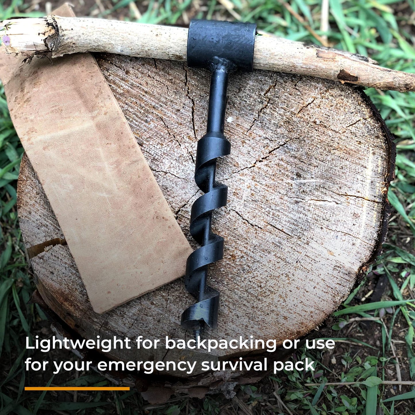 1 Inch Scotch Eye Auger | Manual Hand Wood Auger, Magnesium Fire Starter Survival Tool, & 4 Pack Extra Large Natural Waterproof Kindling