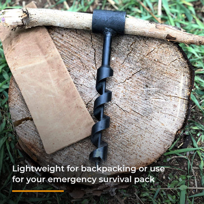 1 Inch Scotch Eye Auger | Manual Hand Wood Auger, Magnesium Fire Starter Survival Tool, & 4 Pack Extra Large Natural Waterproof Kindling
