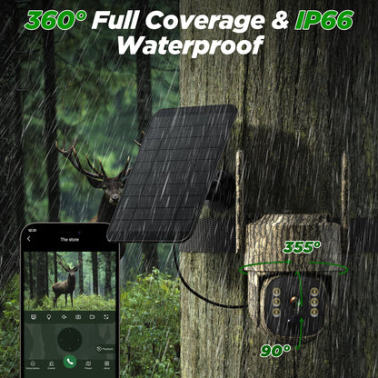 VOOPEAK Trail Camera, 4G LTE Cellular Game Cameras with 360° Live Streaming, 2.5K Wildlife Hunting Camera Solar Powered, Security Camera Built-in SIM Card, Night Vision, Motion Activated, Waterproof