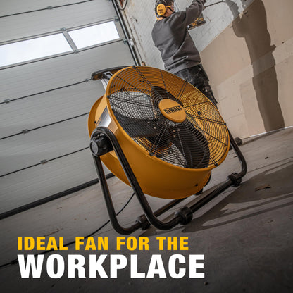 DEWALT DXF2042 Industrial Fan, 20 Inch High Velocity Fans with 3-Speed Adjustable Tilting Head, Drum Fan for Outdoor, House and Warehouse, Yellow