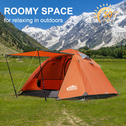 2-3 Person Backpacking Tent with Double Door 2 Vestibule, Waterproof Windproof Lightweight Easy Set Up 3 Season 2 Man Two Person Tent for Camping, Hiking, Motorcycle, Mountaineering with UPF 50+