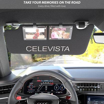 CeleVista 2Pcs Car Picture Holder, Acrylic Magnetic Car Visor Photo Clip, Personalized Car Photo Holder Picture Frame for Adding Family or Personal Photos, Car Accessories Gift