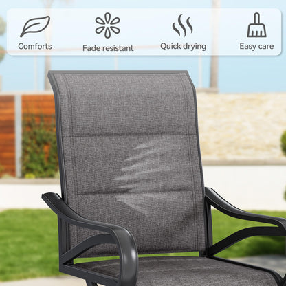 DWVO 4 Set Padded Outdoor Swivel Chairs, Exclusive Swivel Patio Chairs w/Sturdy Metal Frame & Cozy Padded High Back, All Weather Patio Swivel Chairs for Backyard Deck Garden, Gray