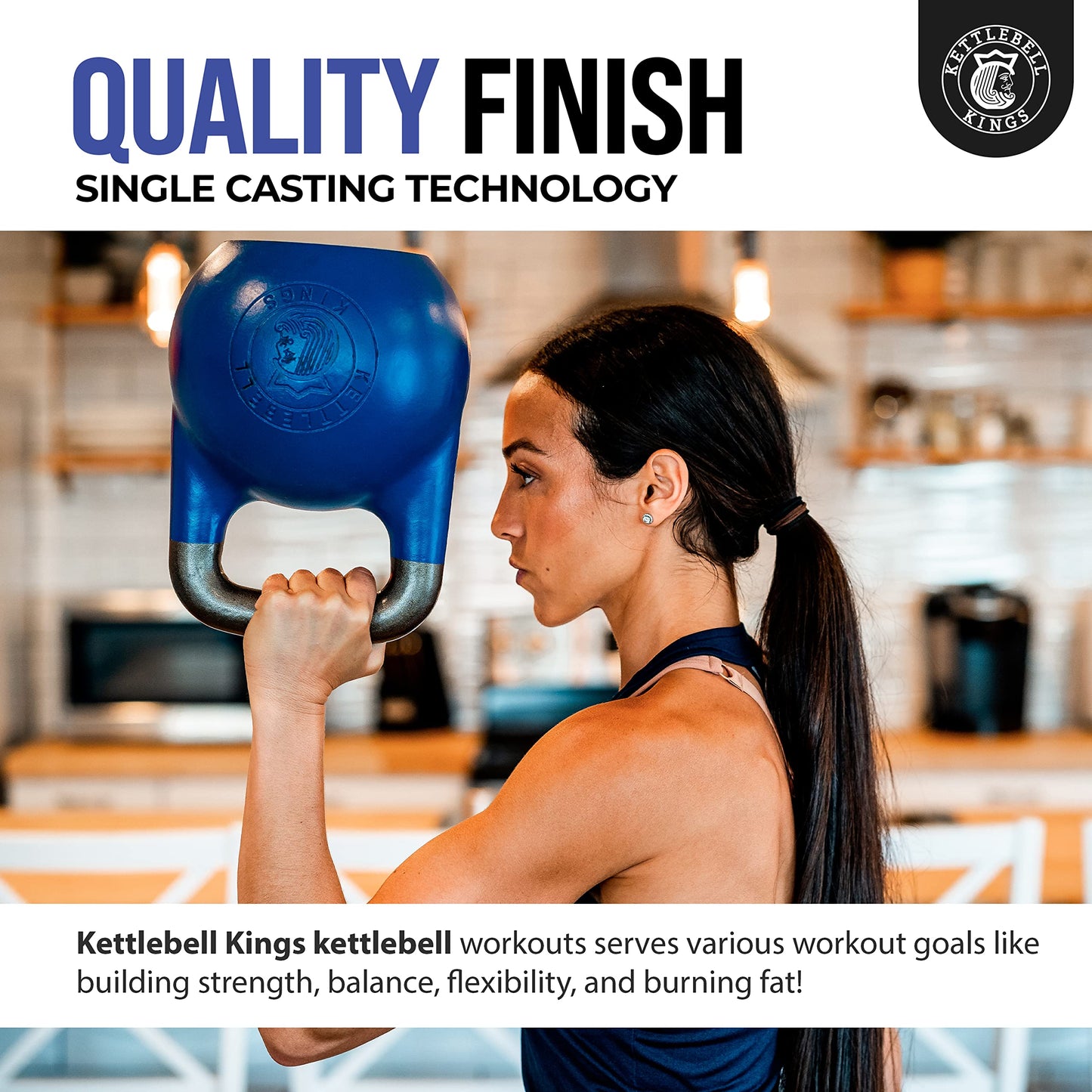 Kettlebell Kings Competition Kettlebells Weight (35mm handle) 8-48 KG | Hand weights Workout Gym Equipment & Strength training sets for Women & Men for Home Gym | Suitable for High Repetition Workouts