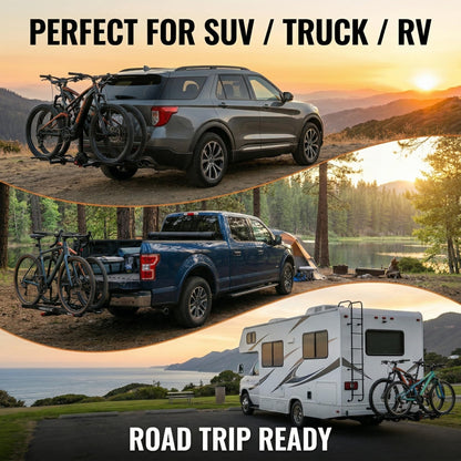 MEEVIZ 2-Bike Rack for Car Hitch, 160LBS Heavy Duty Hitch Mount Bike Rack for 2 Inch Receiver, Solid Platform Style Smart Tilt Bicycles Carrier for SUV, Truck, Electric Bikes, RV, Steady & Wobble-Free
