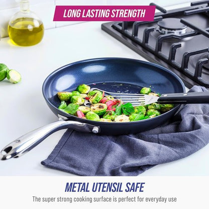 Blue Diamond Cookware 8-Inch Hard Anodized Ceramic Nonstick Frying Pan - PFAS-Free, Dishwasher & Oven Safe, Grey