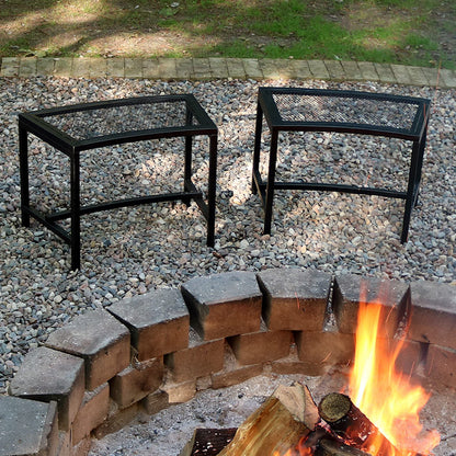 Sunnydaze Mesh Outdoor Curved Bench - Metal Patio Bench Set - Heavy-Duty Outdoor Seats for Backyard or Fire Pit - Black - Set of 2