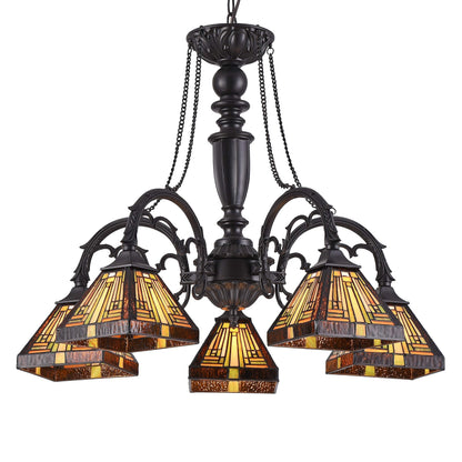 Chloe Lighting Innes Tiffany-Style Chandelier, 5 Light, 27in Wide, Stained Glass, Model CH33359MR27-DC5