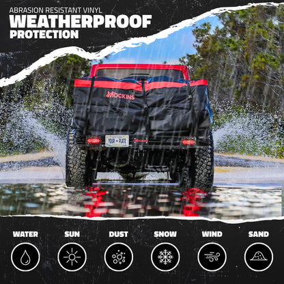 Mockins 70"x30"x6" XXL Folding Trailer Hitch Cargo Carrier w/Rear Lights, Plate Bracket & 40 CuFt Waterproof Cargo Bag for Hitch Carrier | 500 Lbs Cap Luggage Rack for SUV Car & Truck w/Accessories