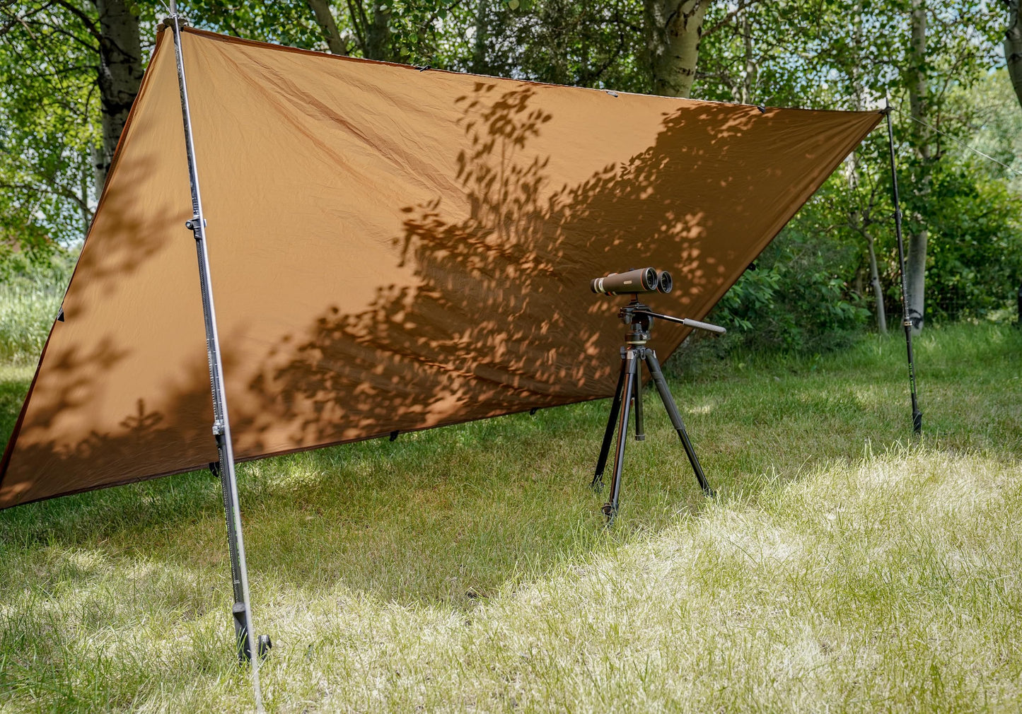 VIAM Outdoors Baldy Tan Tarp: Waterproof Camping Tarp for Hunting, Glassing, Hammock Rain Fly, Ultralight Backpacking Gear Sun Shelter & Heavy Duty Outdoor Protection - 1.1oz