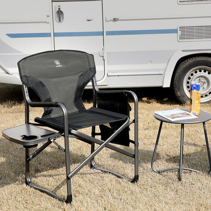 EVER ADVANCED Aluminum Lightweight Folding Director Chair, 350lbs Heavy Duty Camping Chair with Side Table & Storage, 19" Joint-Friendly Height Easy to Stand, Portable Makeup Artist & Vendor Chair