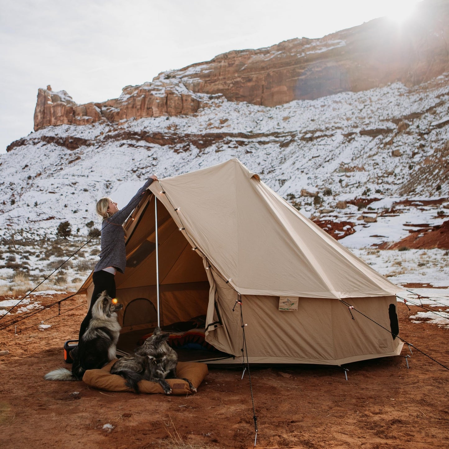 WHITEDUCK Regatta Canvas Bell Tent - w/StoveJack, Waterproof, 4 Season Luxury Camping and Glamping Yurt Tent Outdoor (10' (3M), Water Repellent, Sandstone Beige)
