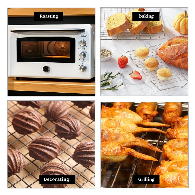 VRUIFA 2PCS Cooling Racks for Cooking and Baking, Stainless Steel Wire Rack Suitable for 10" x 15" Sheet Pan and Grilling, Roasting,Drying, Oven and Dishwasher Safe