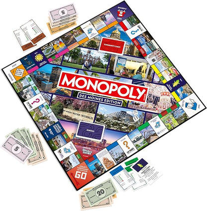 Monopoly Board Game – Des Moines IA Edition: 2-6 Players Family Board Games for Kids and Adults Board Games for Kids 8 and Up Great for Game Night