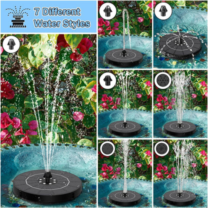 SZMP Solar Water Fountain - 2026 Upgrade 3.5W Bird Bath Pump with Color LED Lights & 7 Nozzles | Perfect for Garden, Patio, Pond, Pool