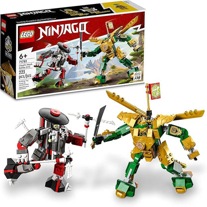 Lego NINJAGO Lloyd’s Mech Battle EVO Building Set 71781 with 2 Action Figures 2 Posable Ninja Action Figures to Build Ninja Toy for Kids Ages 6+ with Bone Warrior and Golden Lloyd Minifigures