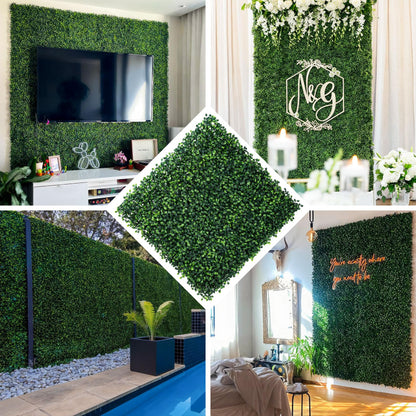 Ticanros Grass Wall Panel 24 Pack 20"x20" Artificial Boxwood Hedge Plant Wall, Greenery Walls, Artificial Grass Backdrop, Privacy Hedge Screen Faux Boxwood for Outdoor,Indoor,Garden,Fence,Backyard