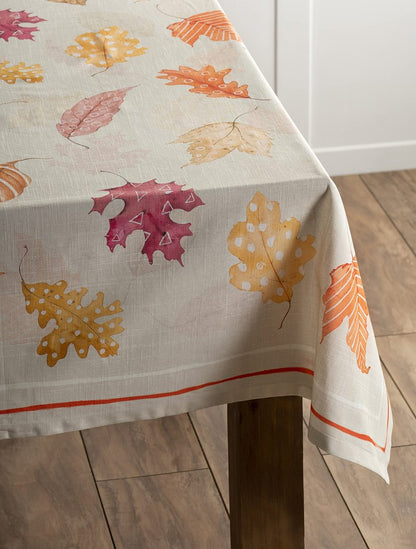 Maison d' Hermine Table Cloth Square Table 100% Cotton 60 x 60 Inches Fall Tablecloth Reusable Everyday Use for Thanksgiving Christmas Decorations Dining Farmhouse Party (Colours of Autumn)
