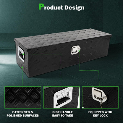 SCITOO 39 Inch Truck Bed Tool Box,Aluminum Heavy Duty Diamond Plate Crossover Storage for Most Full Size Pickups,Lockable Weatherproof Chest,Fits 39" Truck Beds,Easy Access to Load and Unload