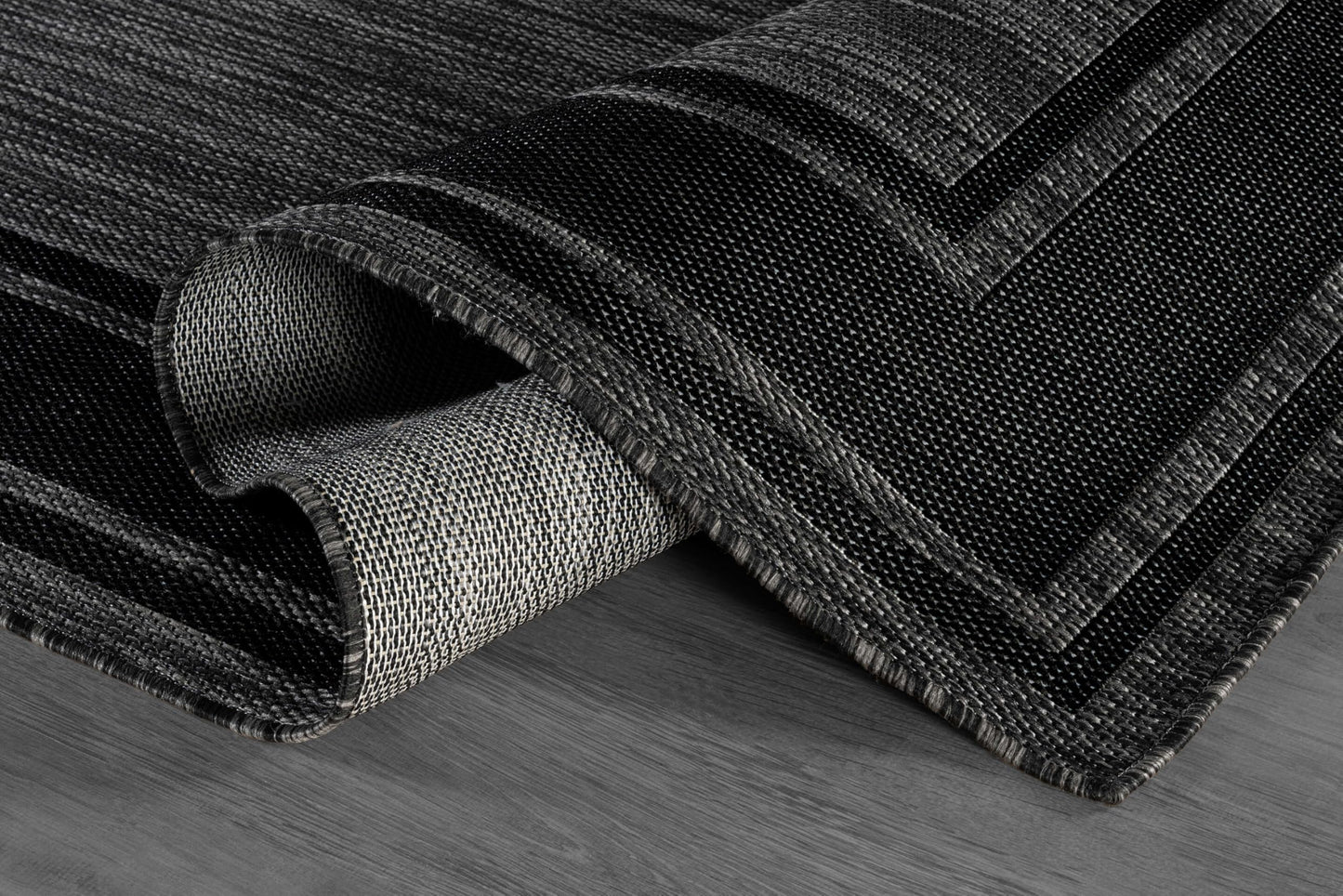 Beverly Rug Outdoor Rug 6x9 Modern Bordered Area Rugs for Indoor and Outdoor Patio Deck Porch Garden Waterproof Weather Sun Resistant Washable Outside Carpet (6 x 9 Black)