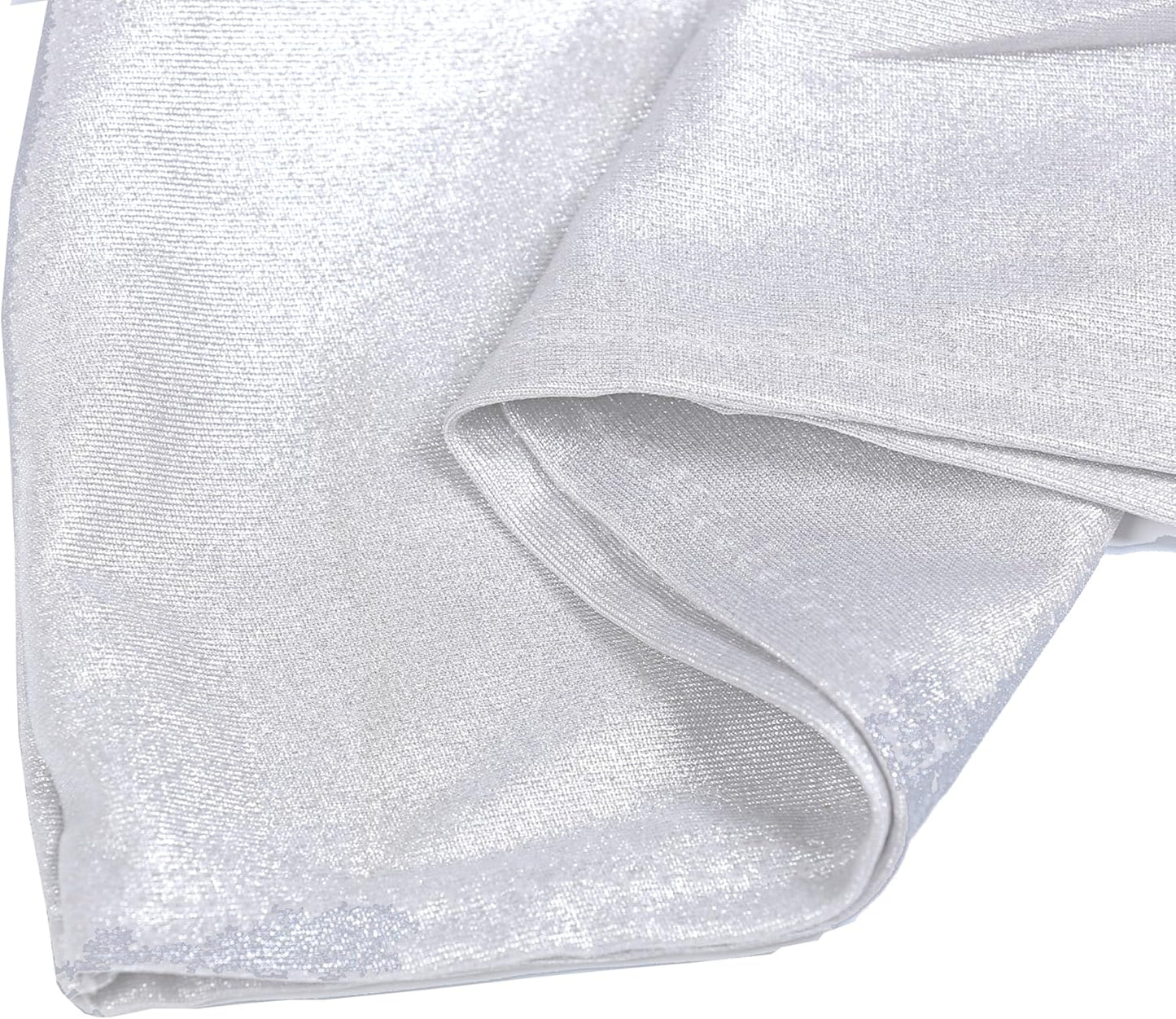 MDS Spandex Foil Chair Sashes - Universal Elastic Stretch Bands with Buckle for Weddings | Metallic Silver, Pack of 200