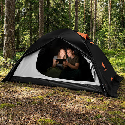 GEERTOP 2 Person 4 Season Blackout Camping Tent - Sleep in Darkroom, Waterproof Rainfly, Snow Skirt, Lightweight Aluminum Pole, Easy Setup for Hiking, Mountaineering, Family Camp