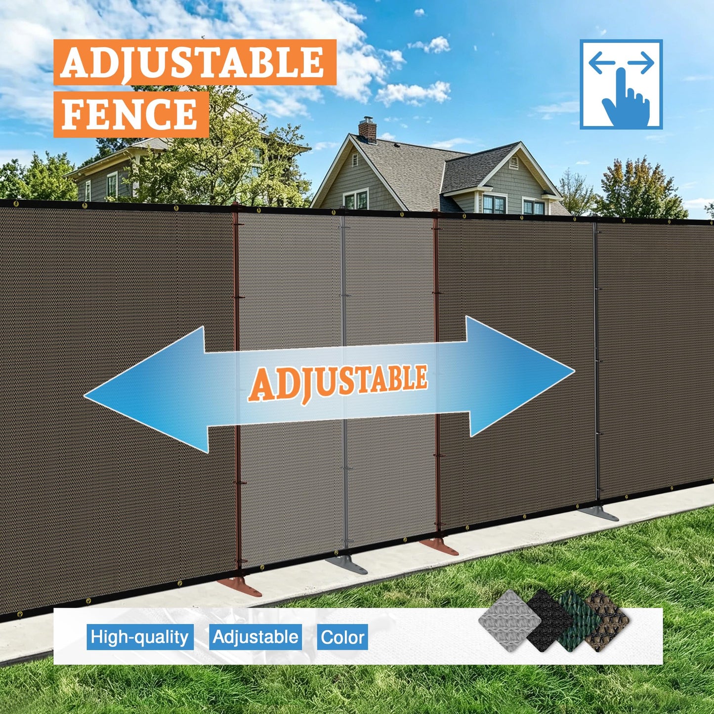 AwnPro 5' x 24' Outdoor Privacy Fence with Iron Poles Ground Spikes Dog Metal Garden Privacy Fence Backyard Patio Yard Barrier Boarder Divider (Brown)