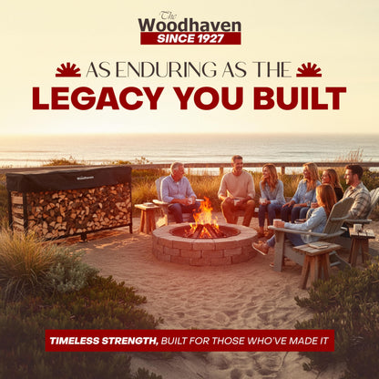 Woodhaven 8-Foot Firewood Rack – American Brand – 1/2 Cord Raised Lumber Storage Rack – Keeps Wood Dry & Ready – Heavy-Duty Steel, Lifetime Structural Warranty (With Cover)