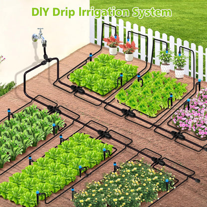 Quick-Connect Drip Irrigation System Kit by [Brand Name] - 230FT Automatic Garden Watering for Greenhouse & Lawn