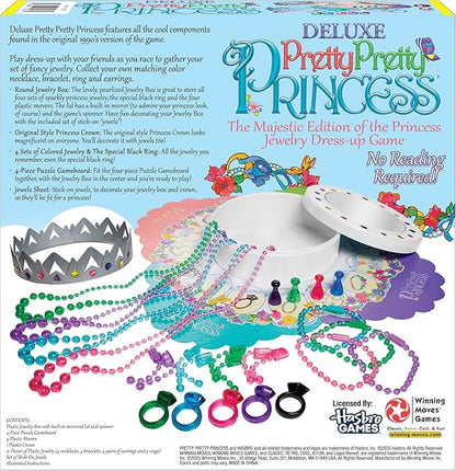 Winning Moves Deluxe Pretty Pretty Princess Game Majestic Edition with Original Components and 1990's Artwork Games USA a Delightful Jewelry Dress-Up Game for 2-4 Players Ages 5+