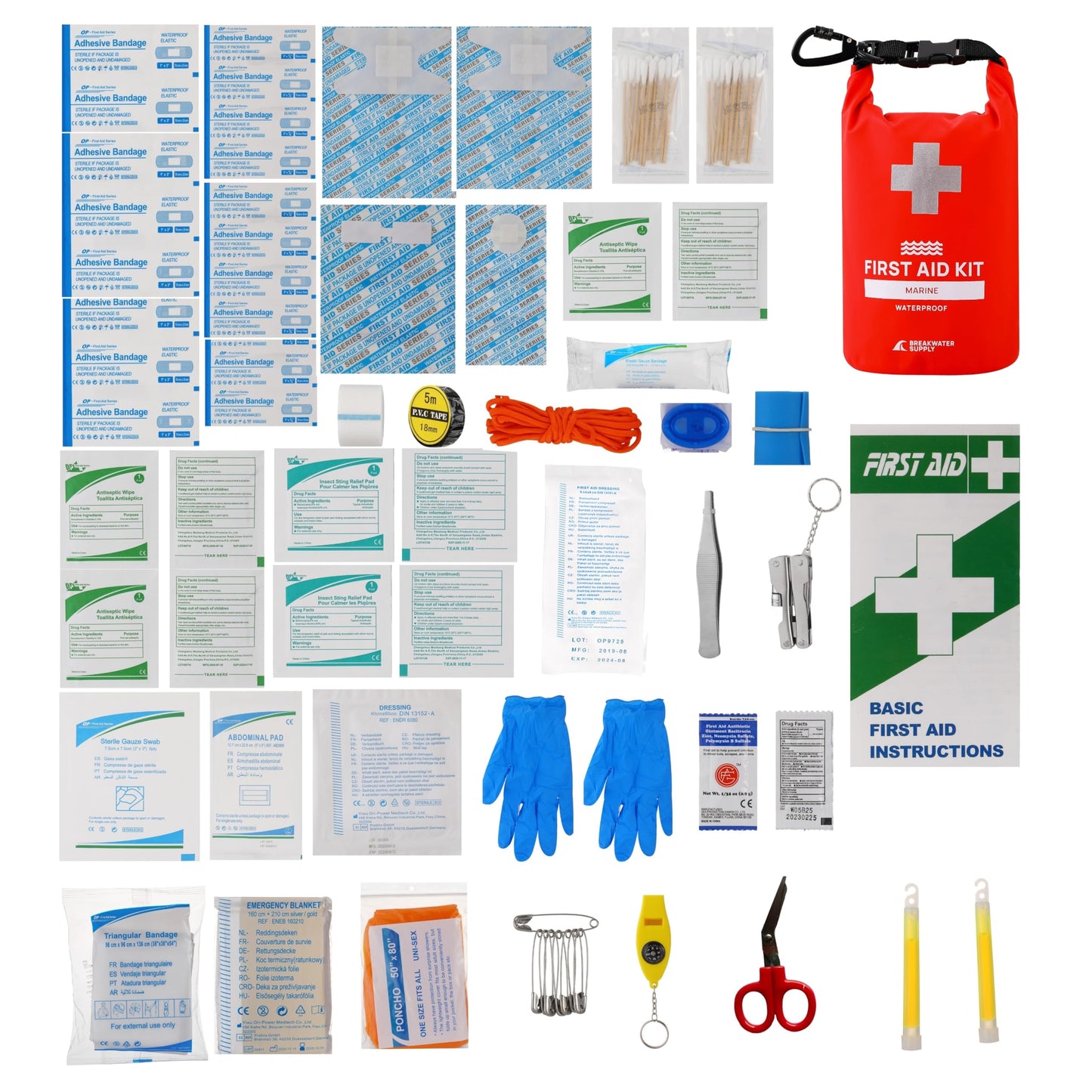 Breakwater Supply Waterproof Preparedness Pack, IP68 Submersible Airtight Backpack and Waterproof Marine First Aid Kit for Boating, Fishing, Kayaking (Fogland Lite 15L Fog White)