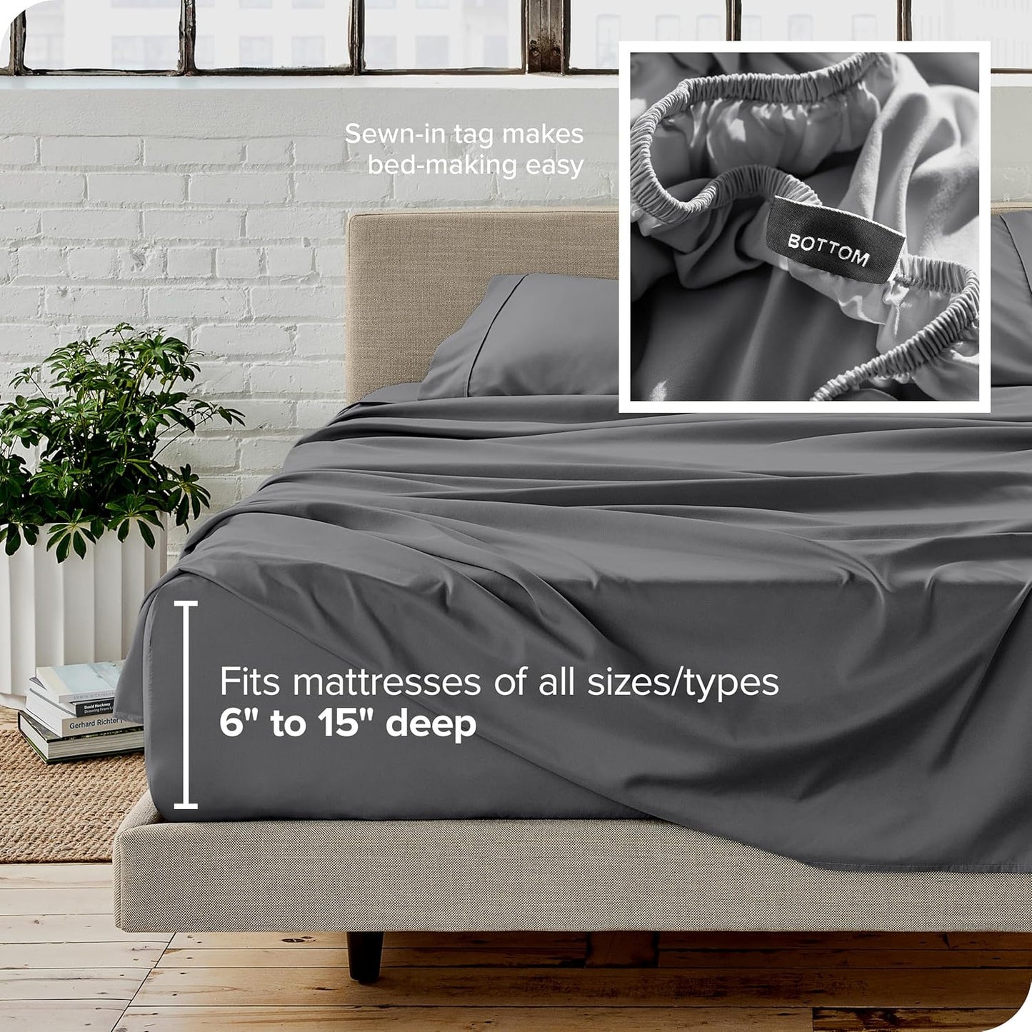 Bare Home Queen Sheet Set - Ultra-Soft 1800 Microfiber Bedding - Deep Pockets - 4 Piece Set | Grey