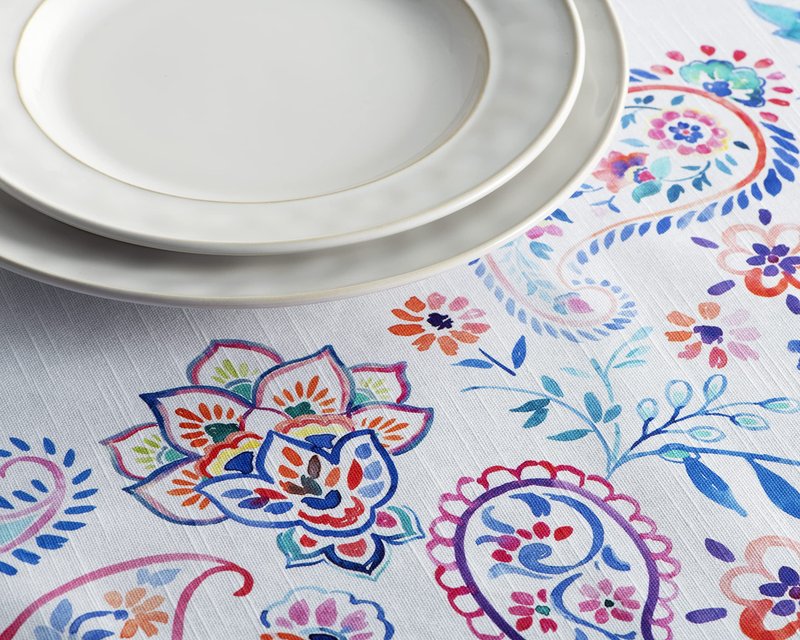 Maison d' Hermine Table Cloth Rectangle Table 100% Cotton 70 x 120 Inches Tablecloth Reusable Decorative for Dining Kitchen Room Farmhouse Home Gifts for Mothers Day Spring Summer - Indian Floral