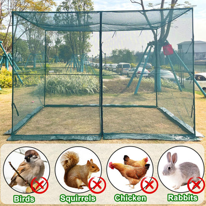 timiland Crop Cage Large Size Plant Protection Tent 6.5'x10' with 2 Zippered Doors, Steel Frame,Easy to Install ,for Garden, Vegetables Flowers Fruits Herbs(Light Green)