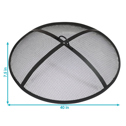Sunnydaze Heavy-Duty Steel Mesh Fire Pit Screen - Fire Pit Spark Screen with Handle - 40-Inch Diameter