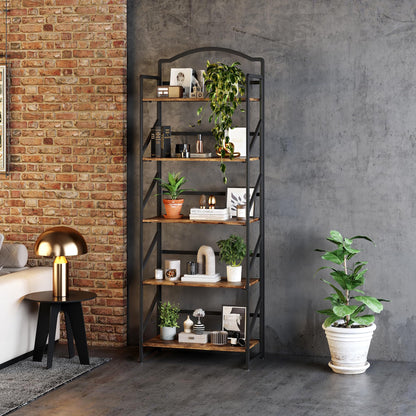 BHG No Assembly Folding Bookshelf for Living Room,Semicircle Collapsible Book Shelf for Home Office, Portable Bookcase Storage Organizer Rack Shelves
