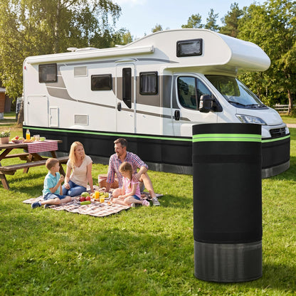 RV Skirting for Travel Trailers & 5th Wheels, 65.5FT Skirting for RV Campers Heavy Duty 2.6FT High Camper Insulated Skirt with Bottom Stainless Steel, All-Weather Windproof Waterproof UV-Resistant