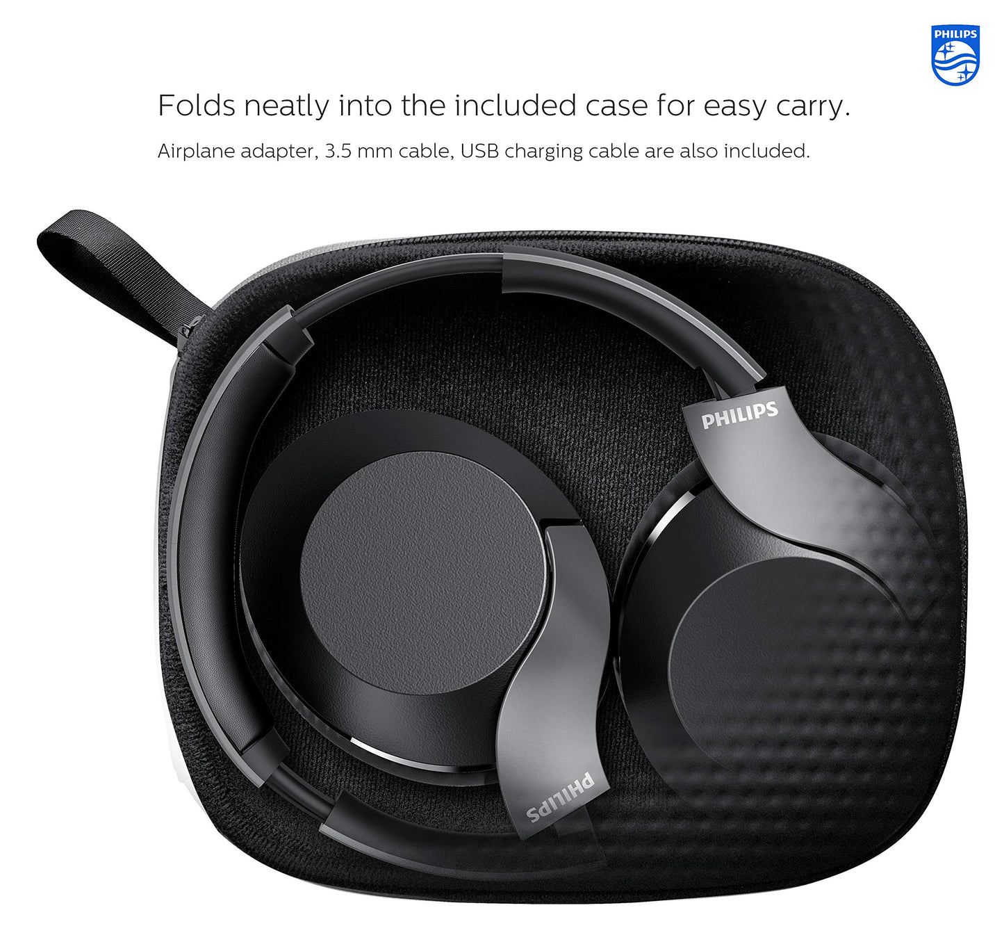 Philips PH805 Active Noise Canceling (ANC) Over Ear Wireless Bluetooth Performance Headphones w/ Hi-Res Audio, Comfort Fit and 30 hours of playtime (TAPH805BK)