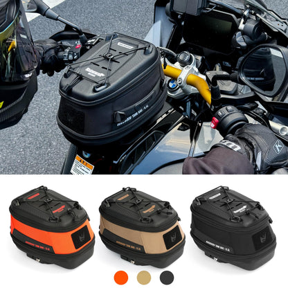 abamita Rhinowalk Motorcycle Tank Bag Magnetic Quick Release 5–6.5L Expandable Motorbike Fuel Tank Bag with Lock, Waterproof Storage Backpack with Rain Cover (Orange)