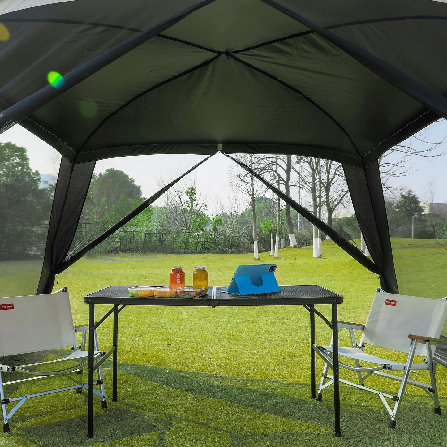GREGIN Screen House Room 11x11 Ft Mesh Net Tent Canopy Shelter Gazebo, Easy Setup & Waterproof & Sunshade, Suitable for Camping Trip, Backyard, Beach, Picnic - Sand