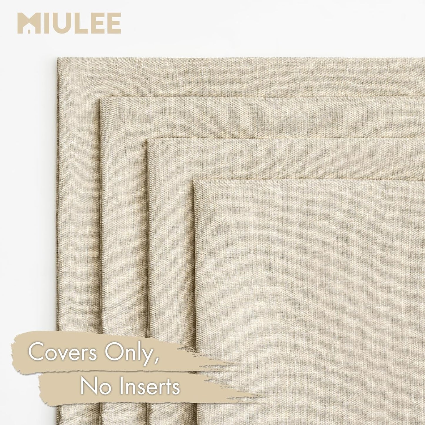 MIULEE Decorative Outdoor Throw Pillow Covers - Waterproof Linen Cushion Cases | 18x18 Inch Beige (Pack of 4)