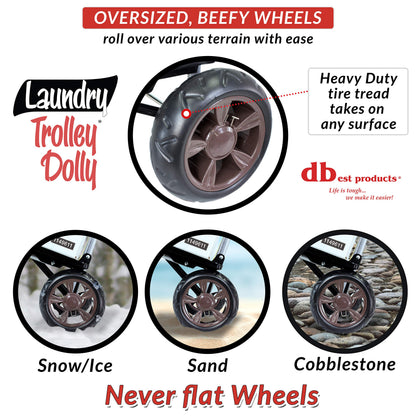 dbest products Laundry Trolley Dolly, Brown Laundry Bag Hamper Basket cart with wheels sorter
