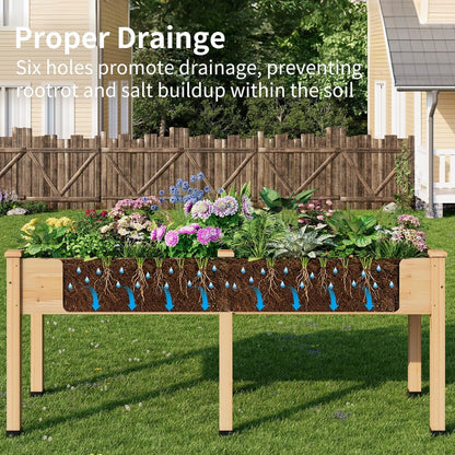 ZIENLIFE Wood Raised Garden Bed, 72x24x30in Elevated Wooden Planter Box with Legs Standing Growing Bed for Backyard, Patio, Balcony with Bed Liner, 200 Pound Capacity 3PCS