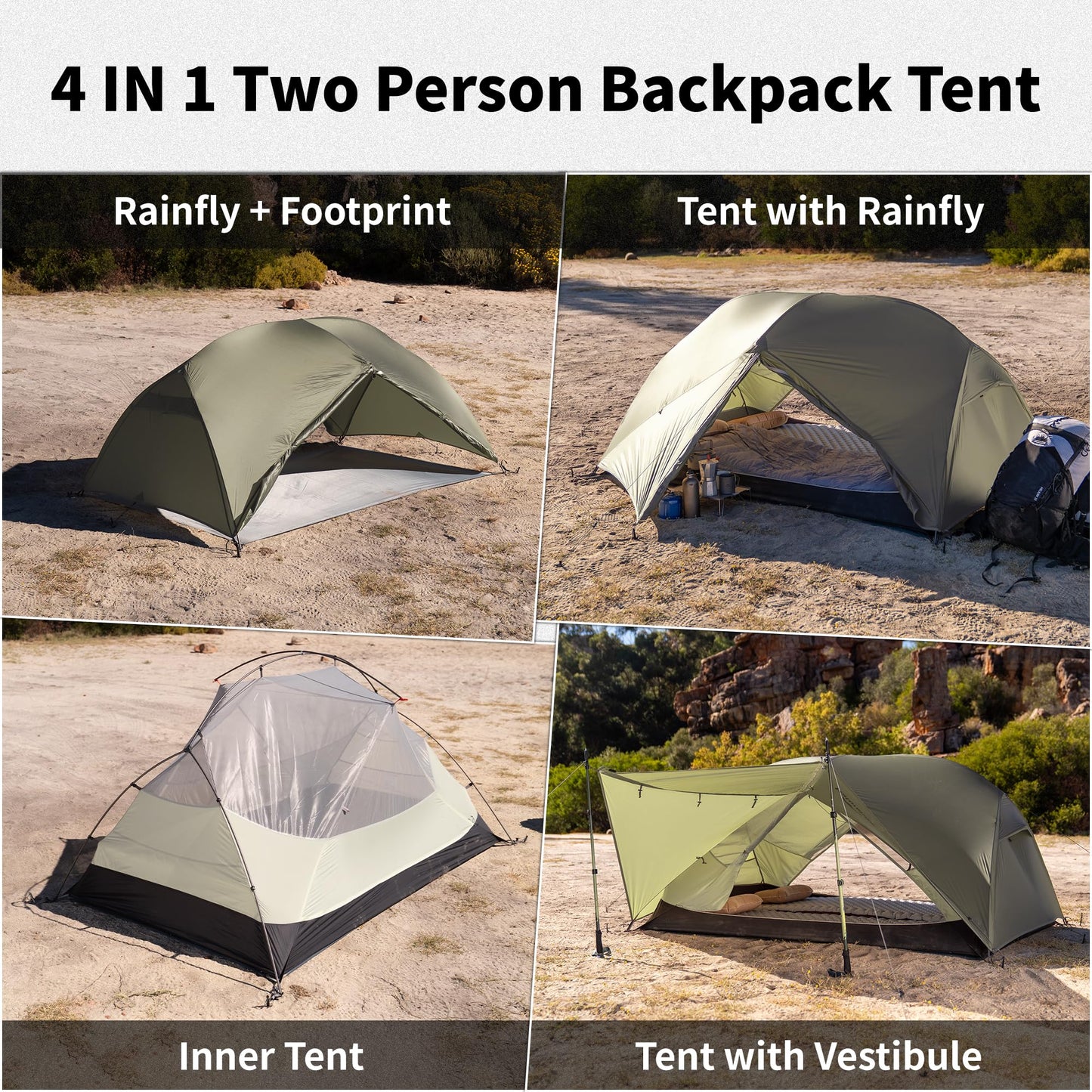 Naturehike Mongar Pro 1/2/3 Person Backpacking Tent,Waterproof Nylon Easy Setup Lightweight Camping Tent